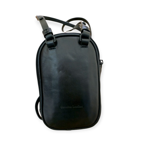 Off-White Black Genuine Leather Crossbody Messenger Phone Holder Bag - Picture 3 of 4